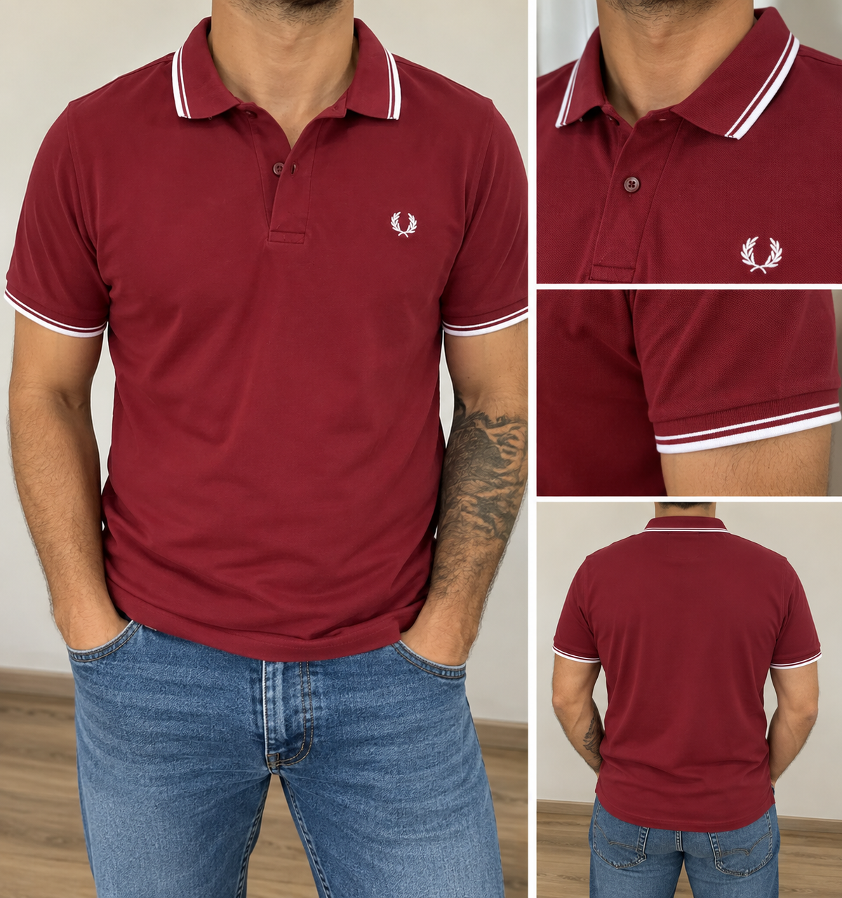 Artigo de moda nova FamilyVale — polo Bordeaux com etiqueta