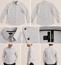 Camisa KIABI Slim Fit – Branco com Padrão Preto (XXL)