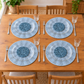 Conjunto de 4 Individuais de Mesa em Croché | Azul-Claro com Centro em Relevo