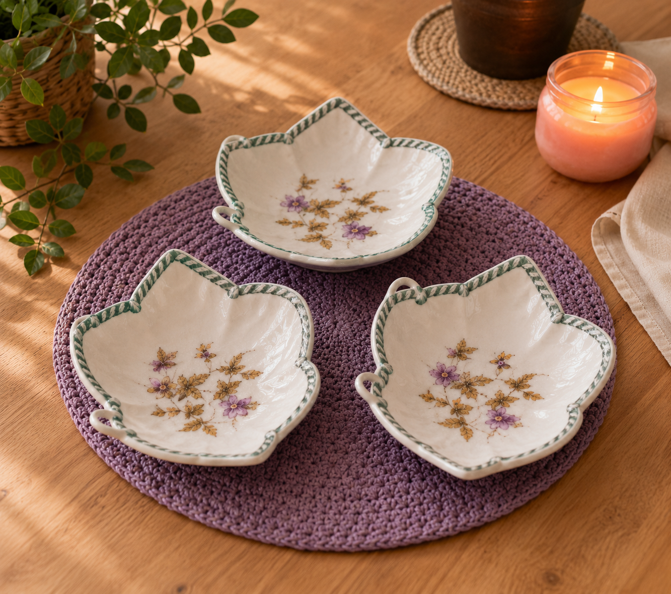 Set 3 Taças Porcelana Tognana – Motivo Floral