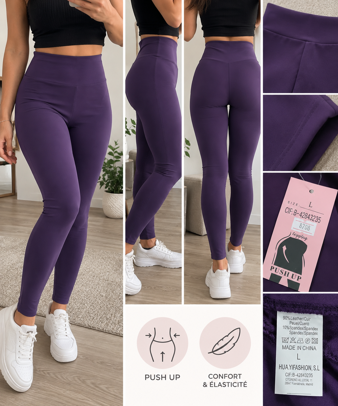 Leggings Push Up Roxas de Cintura Alta – Tamanho L – Novos