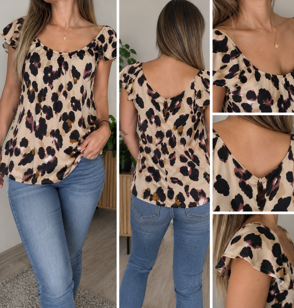 Segunda Mão | Blusa de Mulher com Estampado Leopardo – Tamanho Único M–L – Muito Bom Estado