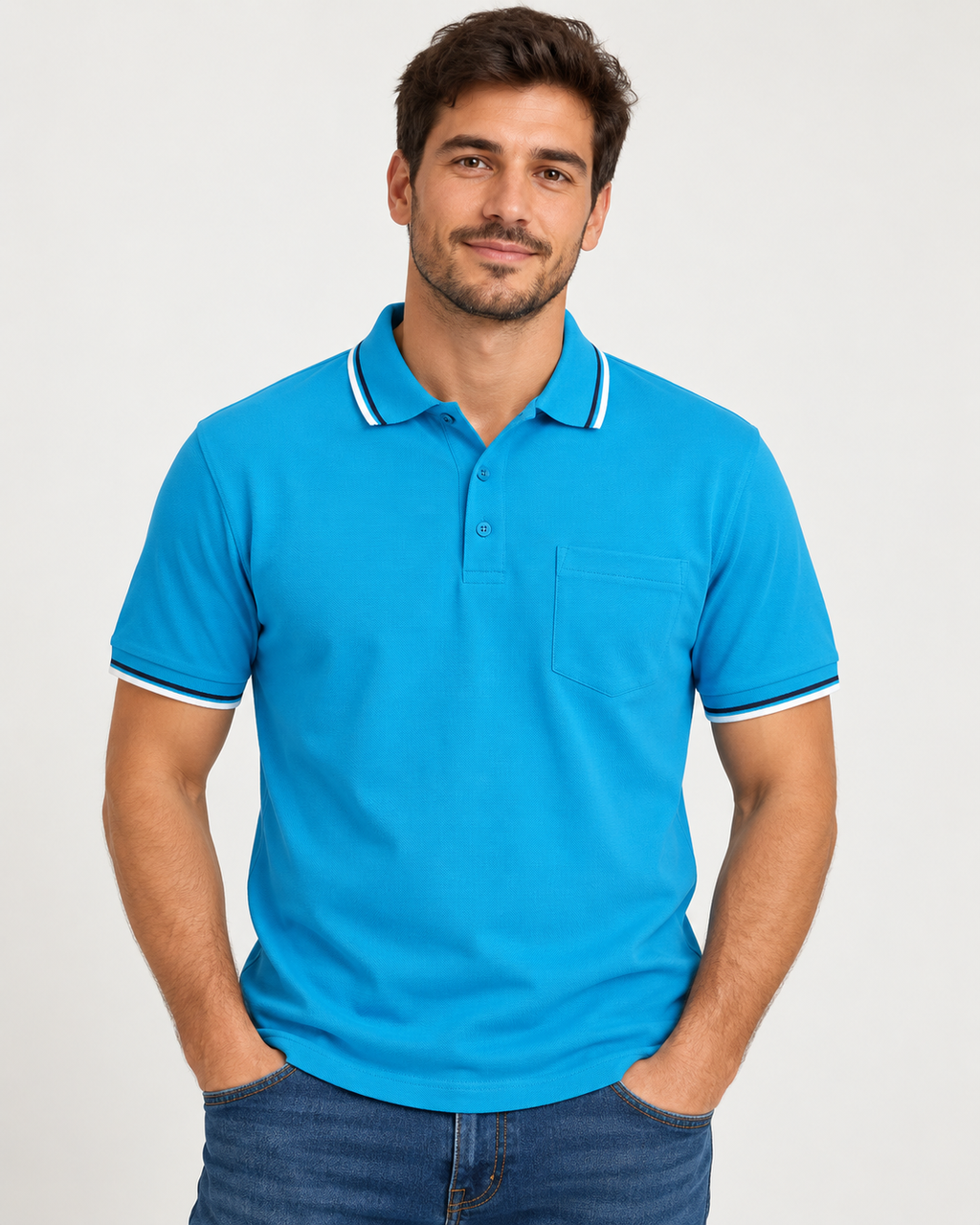 Polo de Homem Azul-Turquesa – Tamanho XL – Novo com Etiqueta