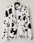 Segunda Mão | Blazer Branco com Estampado Floral Preto – Tamanho S