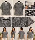 Blusa Fluida Estampado Floral Preto e Branco – M