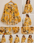Blusa Florida Amarela com Pompons – Tamanho Único