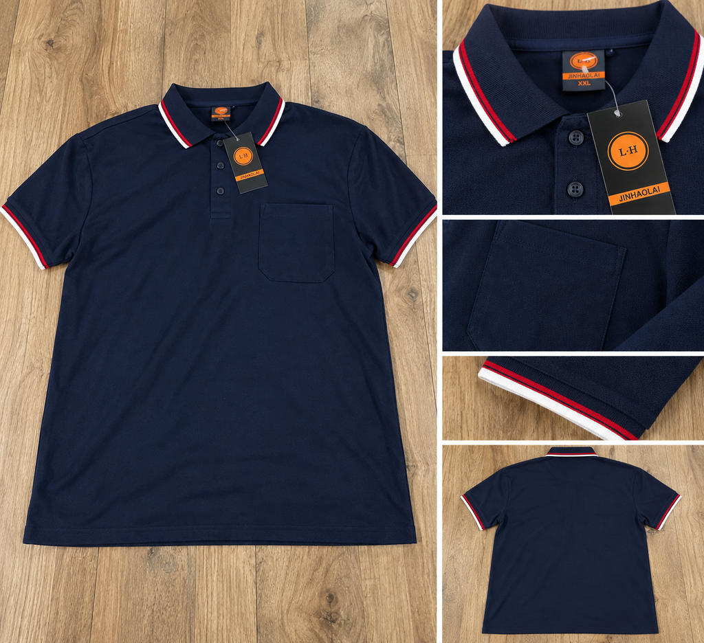 Polo de Homem JinHaoLai Azul-Marinho – Tamanho XXL – Novo com Etiqueta