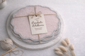Round Table Set x4 – Rosy Beige Fabric & Crochet Trim