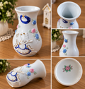 Segunda Mão | Vaso Decorativo em Porcelana com Pássaros e Flores em Relevo