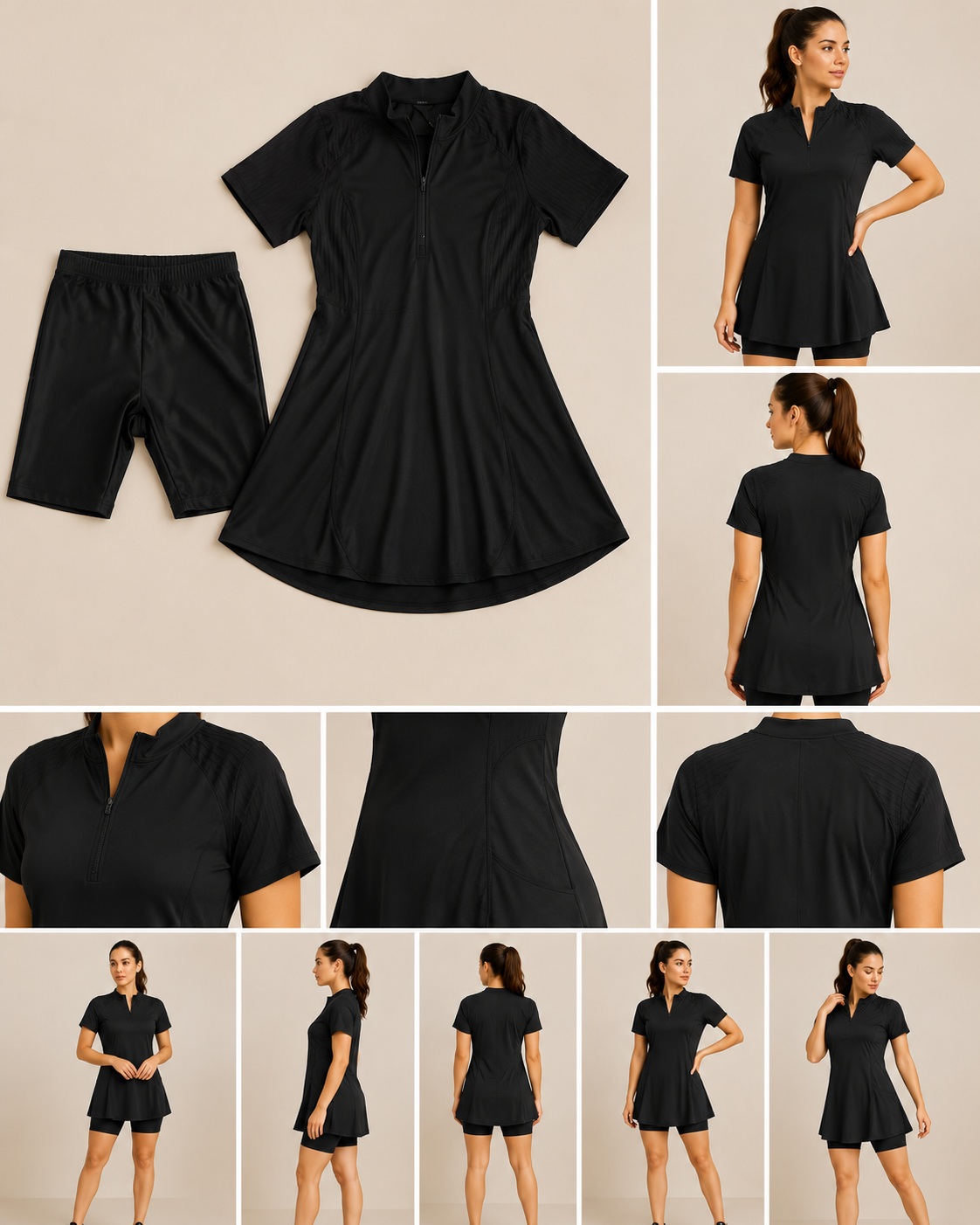 Conjunto Desportivo Vestido + Short Preto – XL