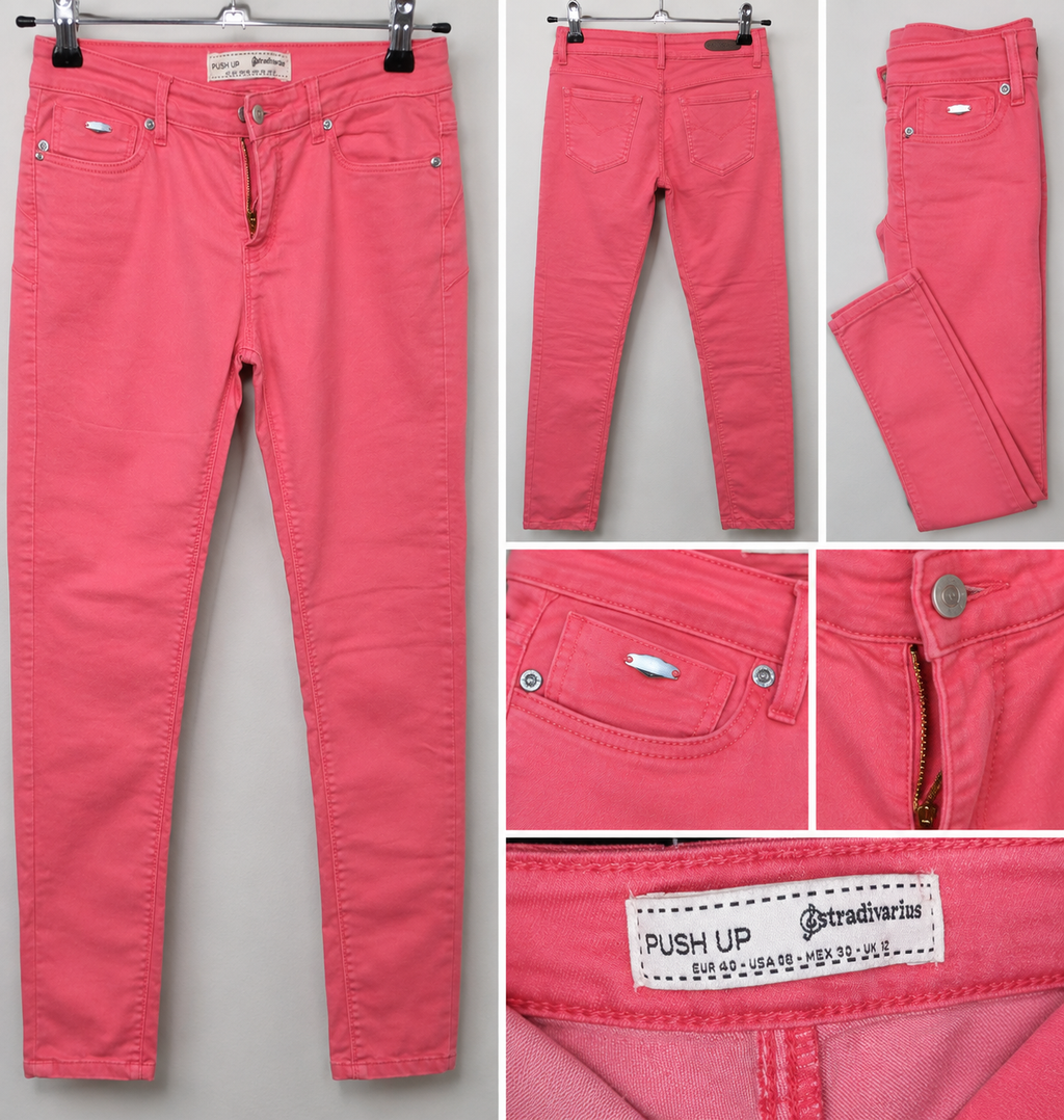 Segunda Mão | Calças Push Up Stradivarius Rosa/Coral – Tamanho 40
