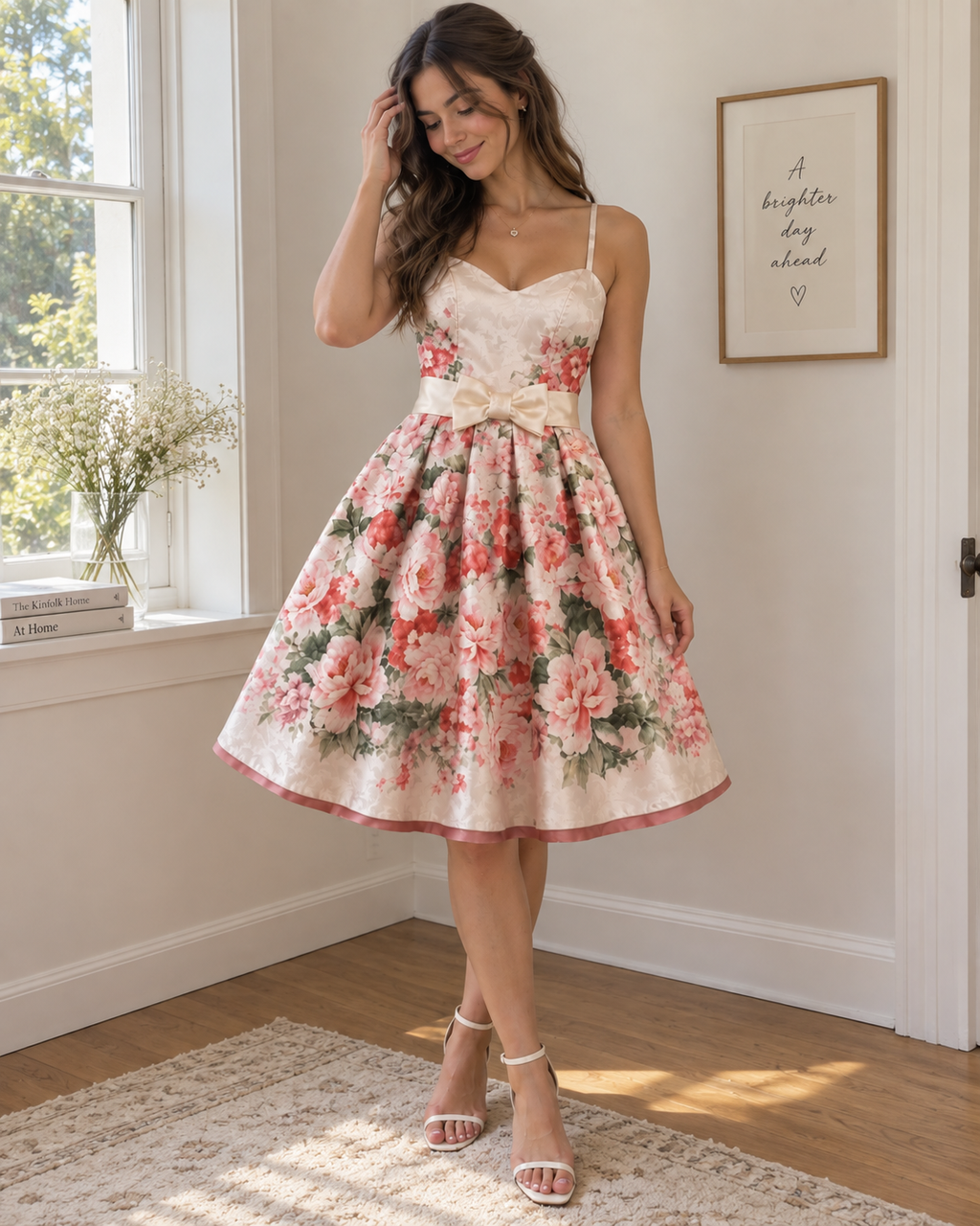 Segunda Mão | Vestido Floral Acetinado Elegante – Tamanho M