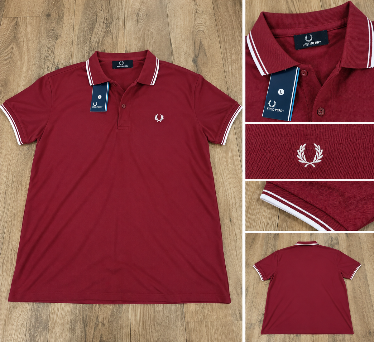 Polo de Homem Fred Perry Bordeaux – Tamanho L – Novo com Etiqueta