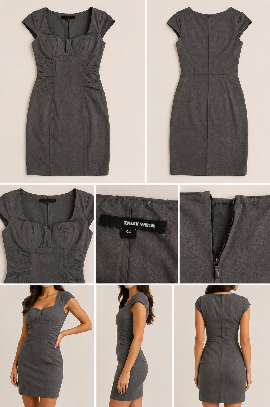 Vestido Tally Weijl – Cinzento (Tamanho 34 / XS)
