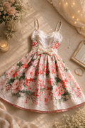 Elegant Satin Floral Dress – Size M