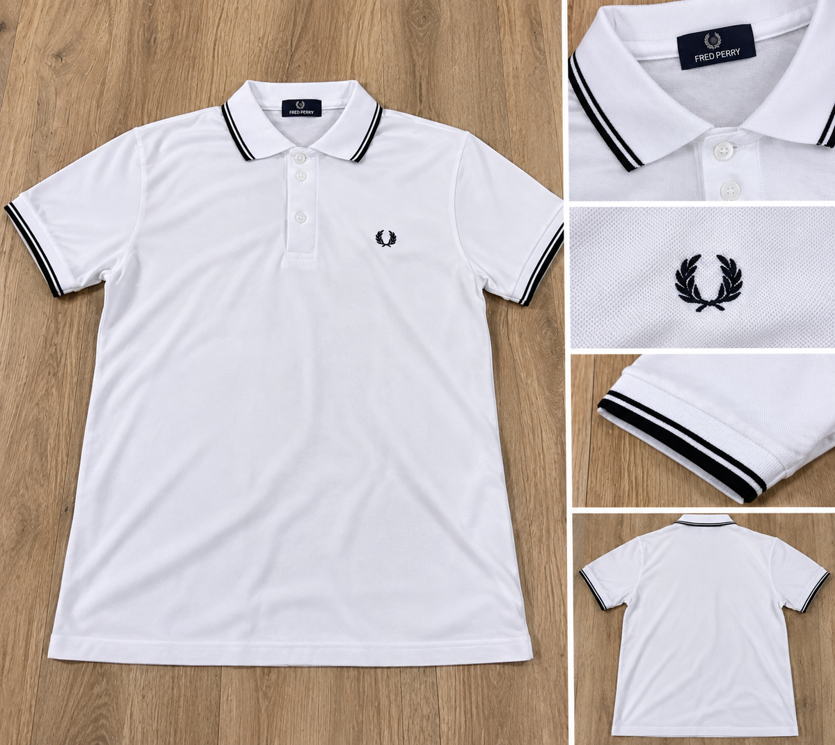 Polo de Homem Fred Perry Branco – Tamanho L – Novo com Etiqueta