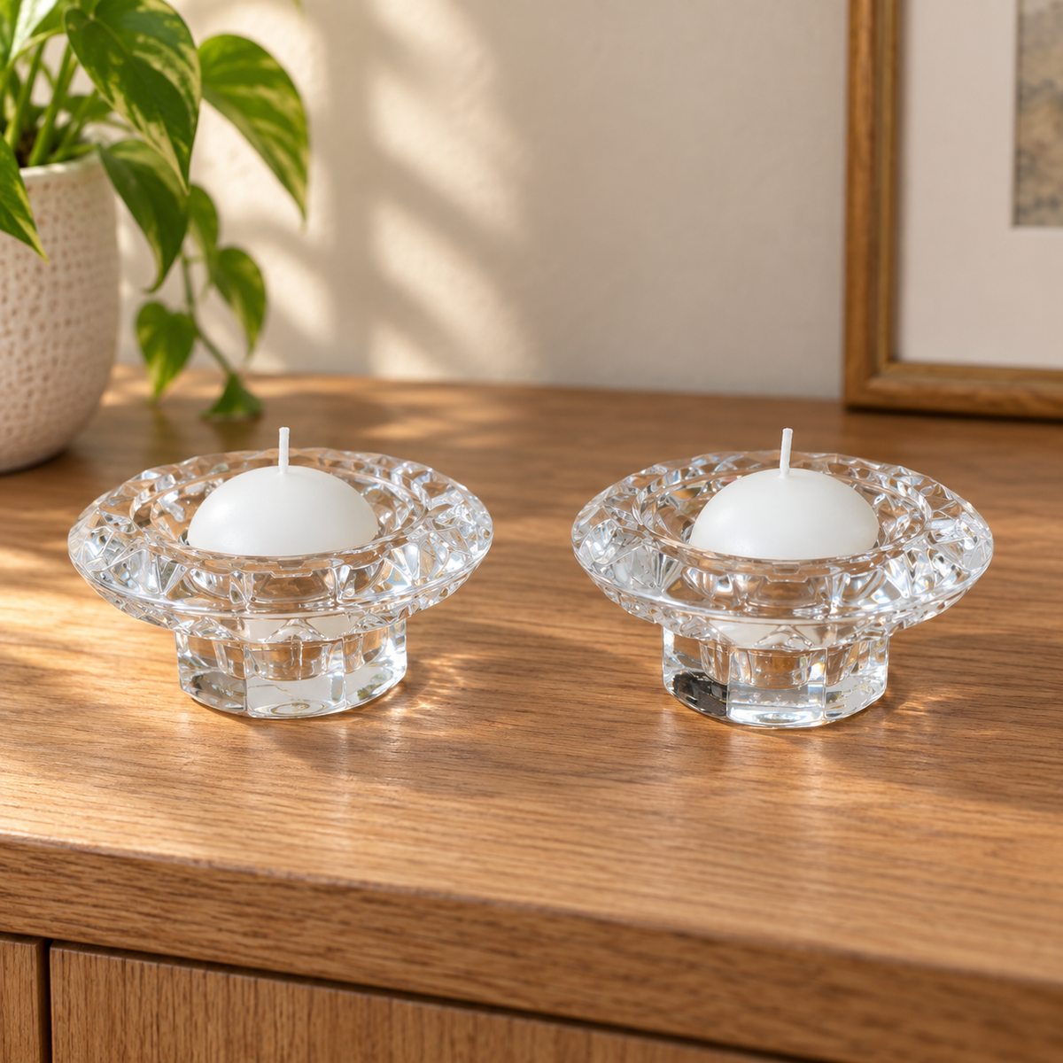 Segunda Mão | Conjunto de 2 Porta-Velas em Cristal