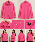Camisa com Pérolas Decorativas – Rosa (1XL)