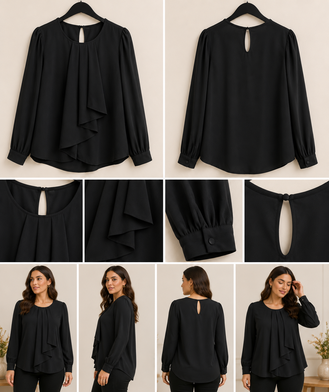 Blusa Preta Elegante Holly Bracken – XL