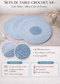 Round Crochet Table Mat Set x4 – Light & Dark Blue