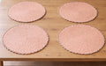 Jogo de mesa redondo grande crochet – salmão e terracota – lote de 4
