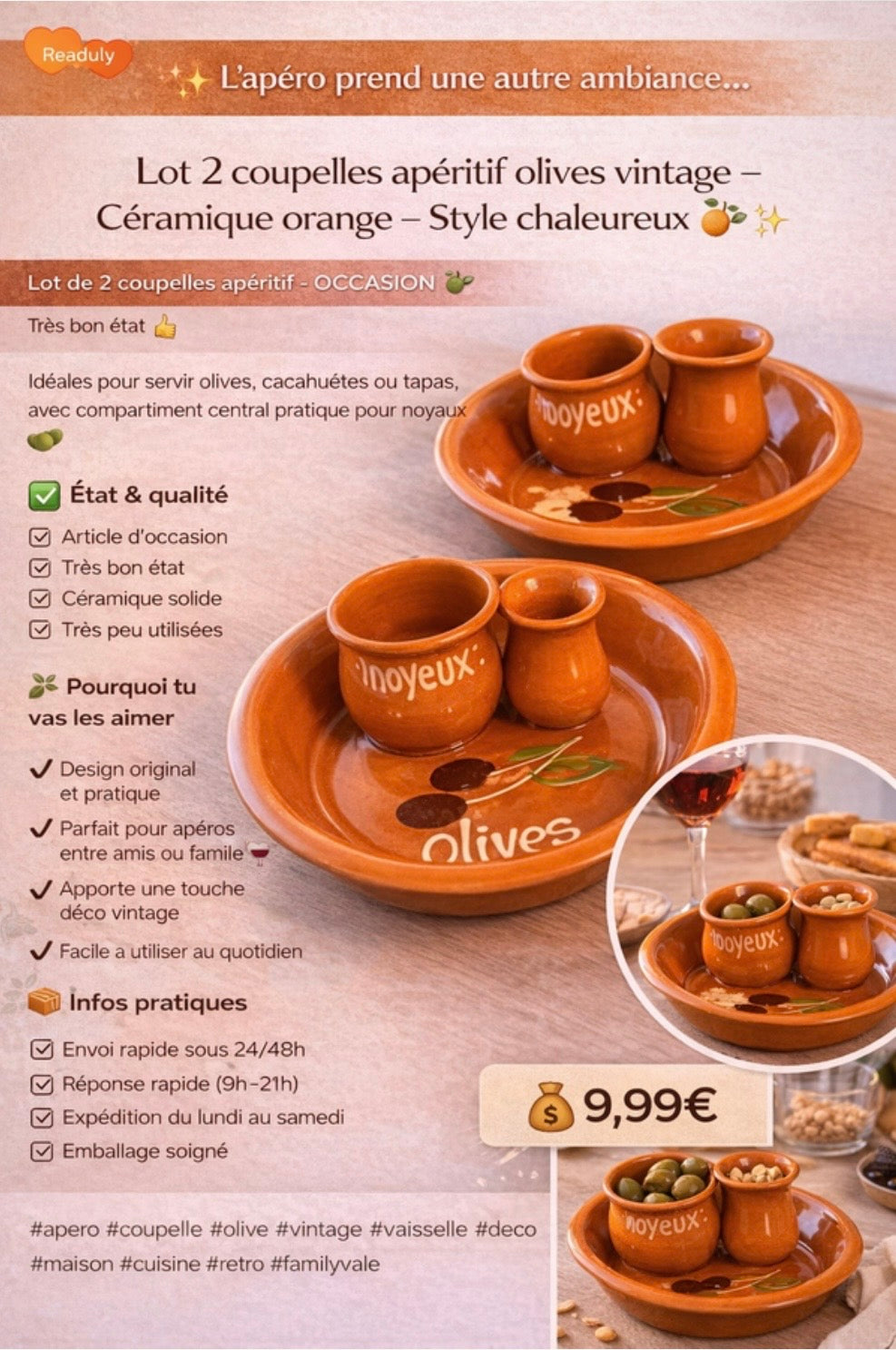 Lote 2 Taças Aperitivo Vintage – Cerâmica Laranja