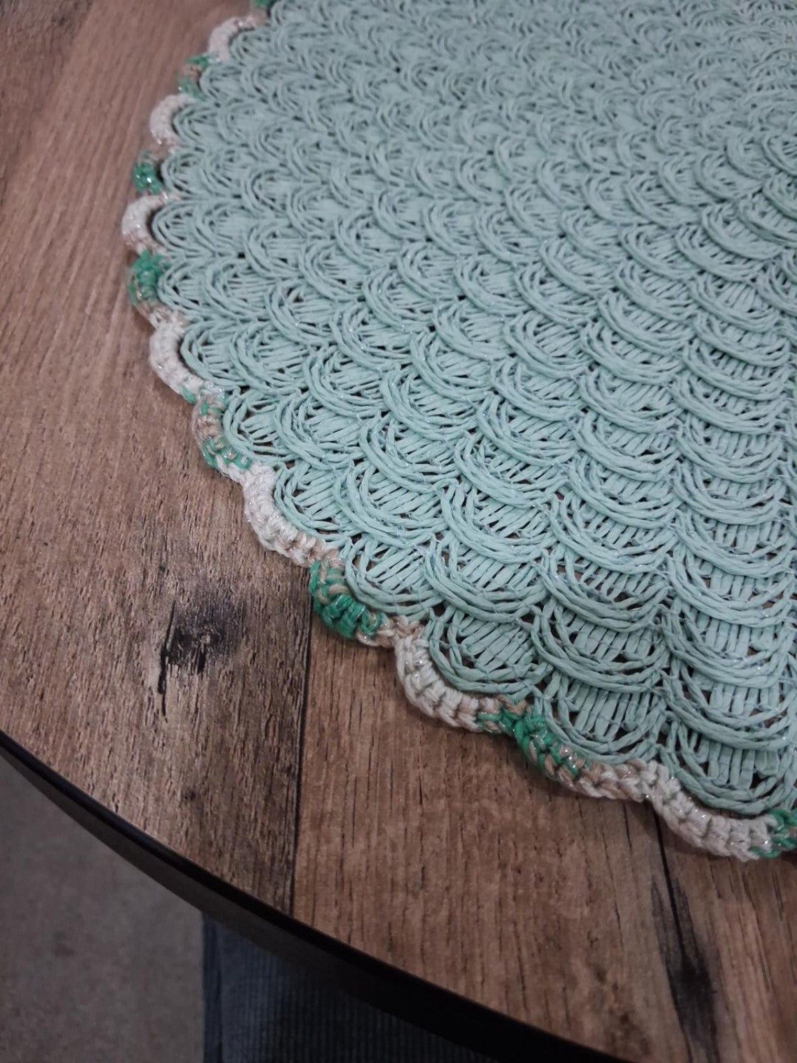 Detalhes reais do ponto de conchas e acabamento de rebordo