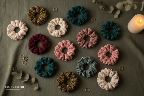 Chouchous de crochet artesanal para adolescentes e mulher
